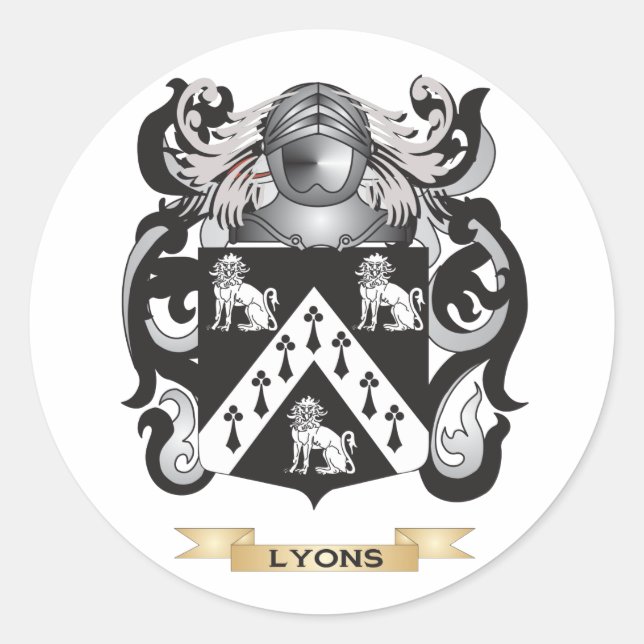 Pegatina Redonda Escudo de armas de Lyon (escudo familiar) (Anverso)