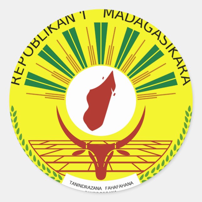 Pegatina Redonda Escudo de armas de Madagascar (Anverso)
