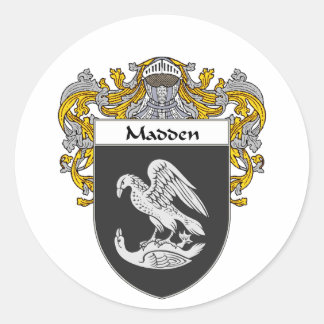 Pegatina Redonda Escudo de armas de Madden (Mantled)