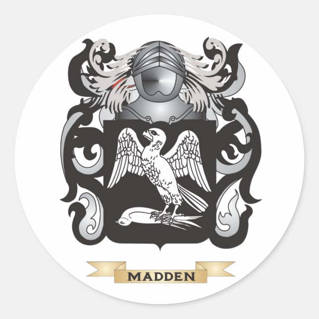 Pegatina Redonda Escudo de armas de Madden (reposo familiar) (Anverso)