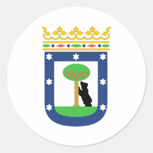 Pegatina Redonda Escudo De Armas De Madrid