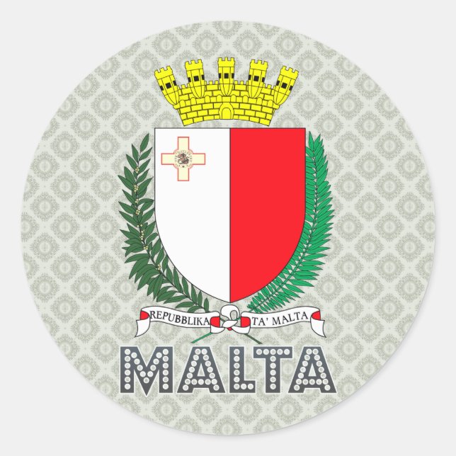 Pegatina Redonda Escudo de armas de Malta (Anverso)