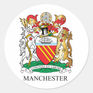 Pegatina Redonda Escudo de armas de Manchester