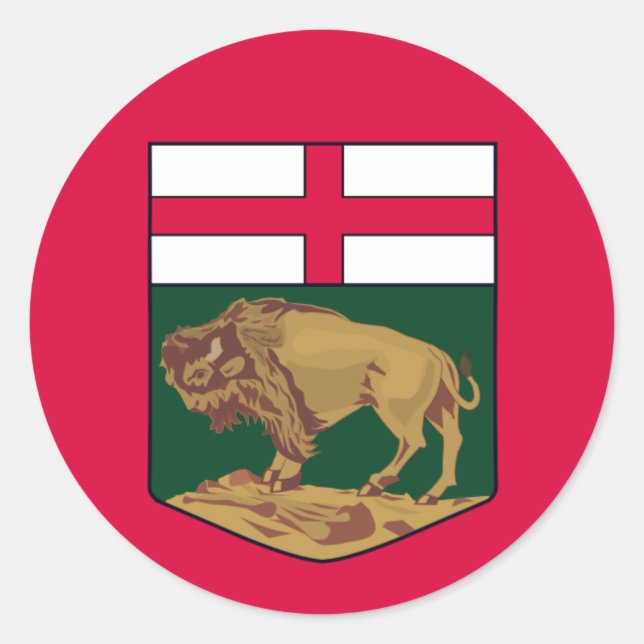 Pegatina Redonda Escudo de armas de Manitoba - CANADÁ (Anverso)