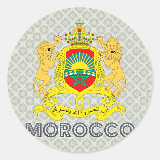 Pegatina Redonda Escudo de armas de Marruecos (Anverso)
