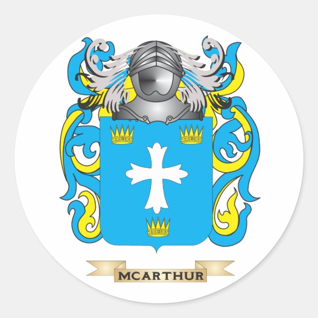 Pegatina Redonda Escudo de armas de McArthur (escudo familiar) (Anverso)