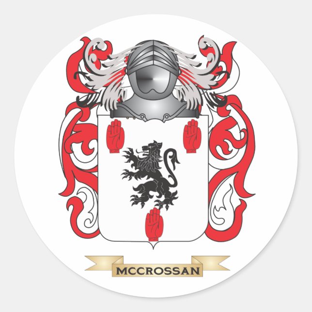 Pegatina Redonda Escudo de armas de McCrossan (escudo familiar) (Anverso)