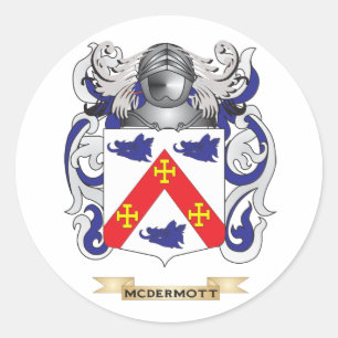 Pegatina Redonda Escudo de armas de McDermott (escudo de la