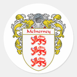 Pegatina Redonda Escudo de armas de McInerney (Mantled)