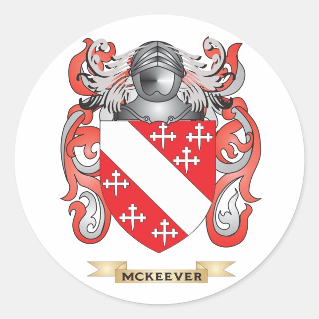 Pegatina Redonda Escudo de armas de McKeever (escudo familiar) (Anverso)