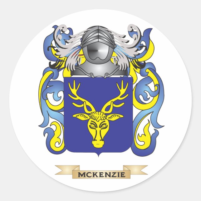 Pegatina Redonda Escudo de armas de McKenzie (escudo familiar) (Anverso)