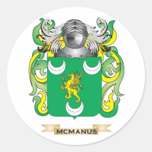 Pegatina Redonda Escudo de armas de McManus (escudo familiar)