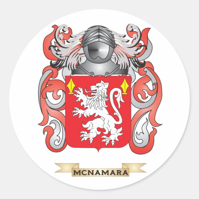 Pegatina Redonda Escudo de armas de McNamara (escudo familiar) (Anverso)
