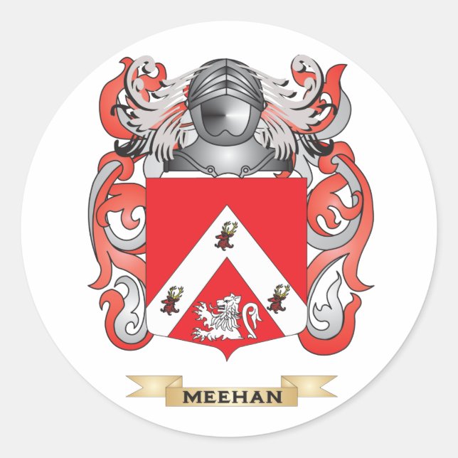 Pegatina Redonda Escudo de armas de Meehan (escudo familiar) (Anverso)