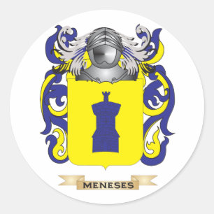 Pegatina Redonda Escudo de armas de Meneses (escudo familiar)
