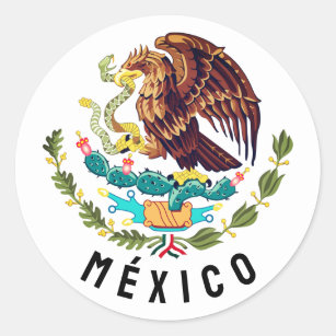 Pegatina Redonda Escudo de armas de México