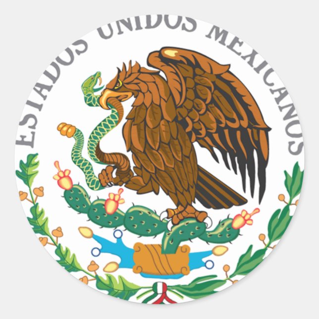 Pegatina Redonda Escudo de armas de México (Anverso)