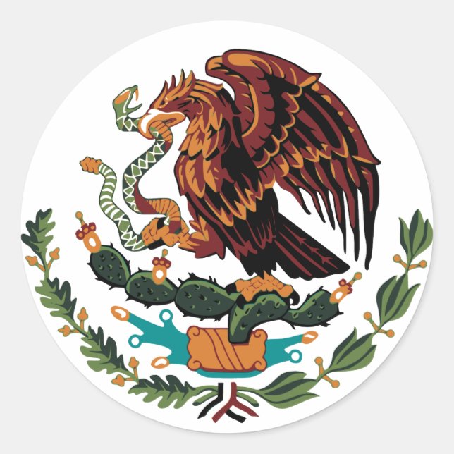 Pegatina Redonda Escudo de armas de México (Anverso)