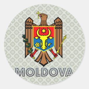 Pegatina Redonda Escudo de armas de Moldova