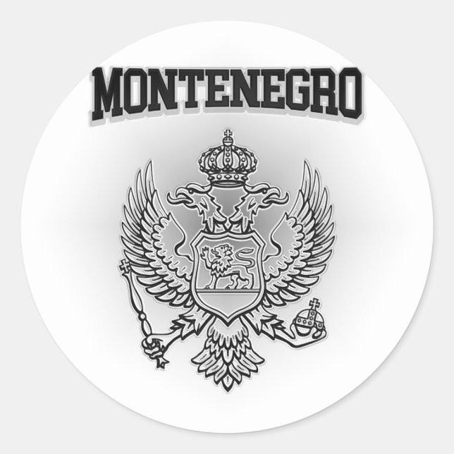 Pegatina Redonda Escudo de armas de Montenegro (Anverso)
