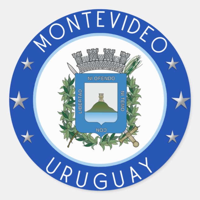 Pegatina Redonda Escudo De Armas De Montevideo (Anverso)