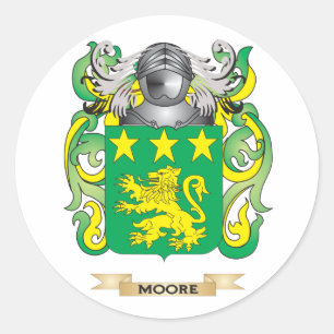Pegatina Redonda Escudo de armas de Moore (escudo de la familia)