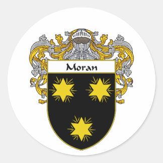Pegatina Redonda Escudo de armas de Moran (Mantled)