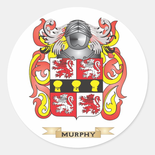 Pegatina Redonda Escudo de armas de Murphy (escudo de familia) (Anverso)