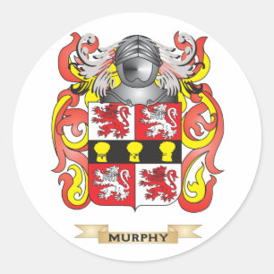 Pegatina Redonda Escudo de armas de Murphy (escudo de la familia)
