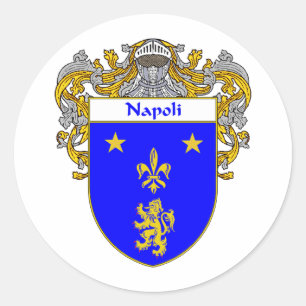 Pegatina Redonda Escudo de armas de Napoli (cubierto)