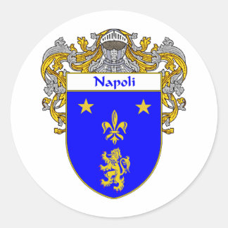 Pegatina Redonda Escudo de armas de Napoli (Mantled)