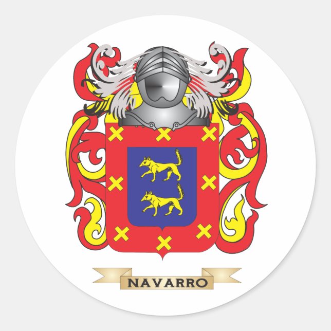 Pegatina Redonda Escudo de armas de Navarro (escudo de familia) (Anverso)