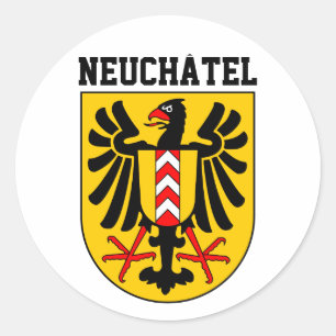 Pegatina Redonda Escudo de armas de Neuchâtel, Suiza