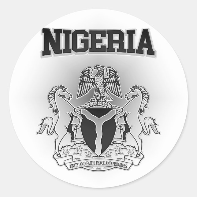 Pegatina Redonda Escudo de armas de Nigeria (Anverso)