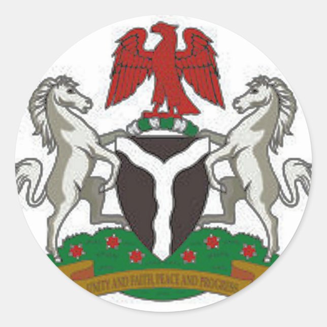 Pegatina Redonda Escudo de armas de Nigeria (Anverso)