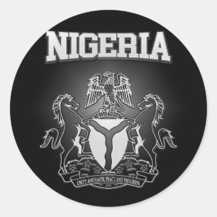 Pegatina Redonda Escudo de armas de Nigeria