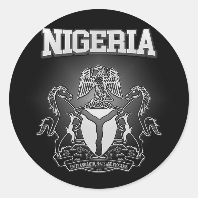 Pegatina Redonda Escudo de armas de Nigeria (Anverso)