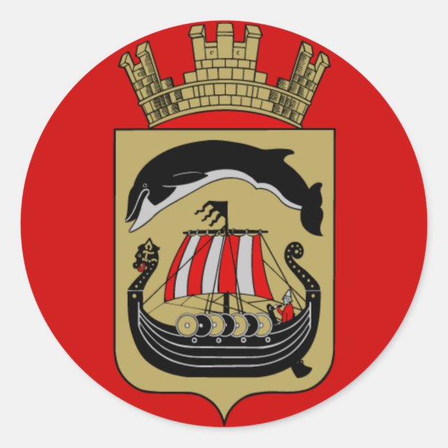 Pegatina Redonda Escudo de armas de Noruega (Anverso)