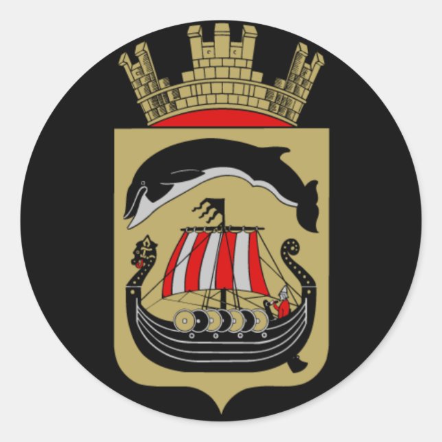 Pegatina Redonda Escudo de armas de Noruega (Anverso)