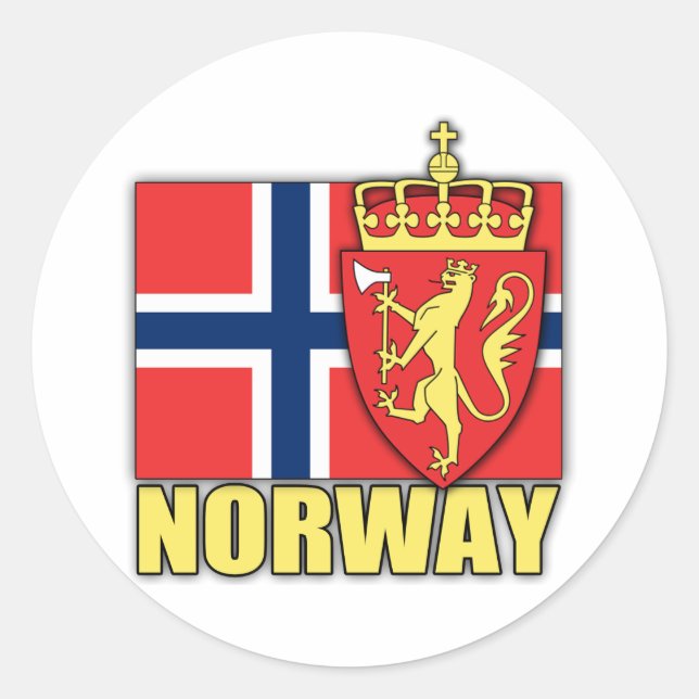 Pegatina Redonda Escudo de armas de Noruega (Anverso)