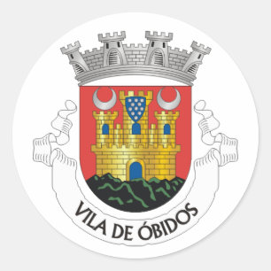 Pegatina Redonda Escudo de armas de Óbidos, Portugal