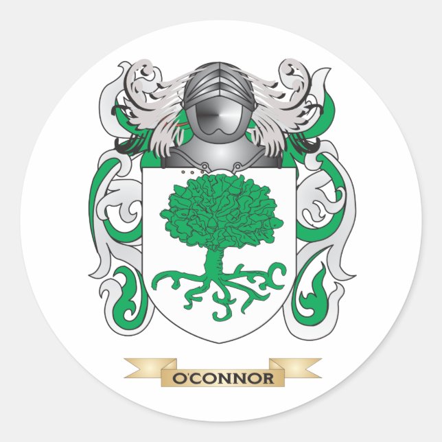 Pegatina Redonda Escudo de armas de O'Connor (escudo familiar) (Anverso)