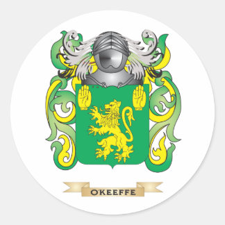 Pegatina Redonda Escudo de armas de O'Keeffe (escudo familiar)
