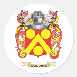 Pegatina Redonda Escudo de armas de oro (escudo familiar)