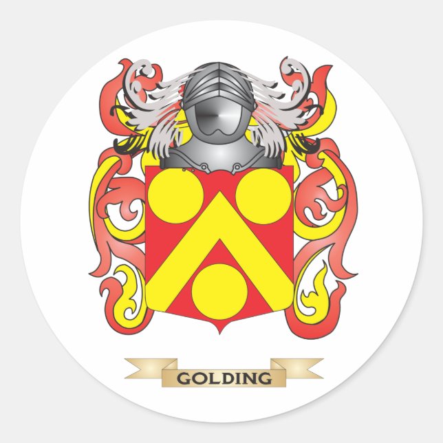 Pegatina Redonda Escudo de armas de oro (escudo familiar) (Anverso)