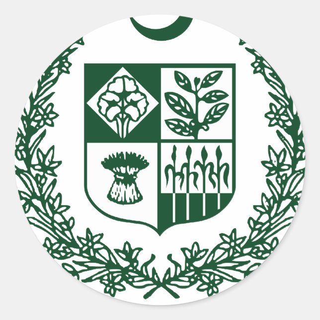 Pegatina Redonda Escudo de armas de Pakistán (Anverso)