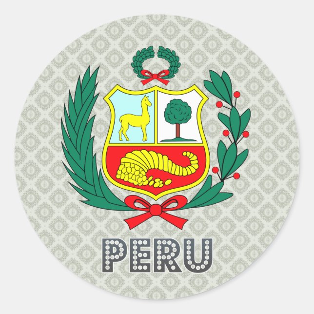 Pegatina Redonda Escudo de armas de Perú (Anverso)