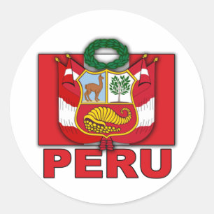 Pegatina Redonda Escudo de armas de Perú