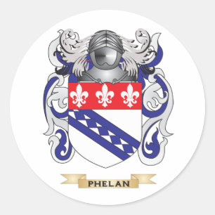 Pegatina Redonda Escudo de armas de Phelan (reposo familiar)