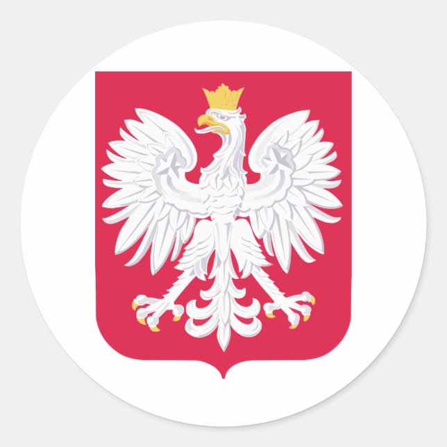 Pegatina Redonda Escudo de armas de Polonia (Anverso)